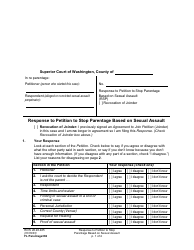 Form FL Parentage382 Response to Petition to Stop Parentage Based on Sexual Assault - Washington