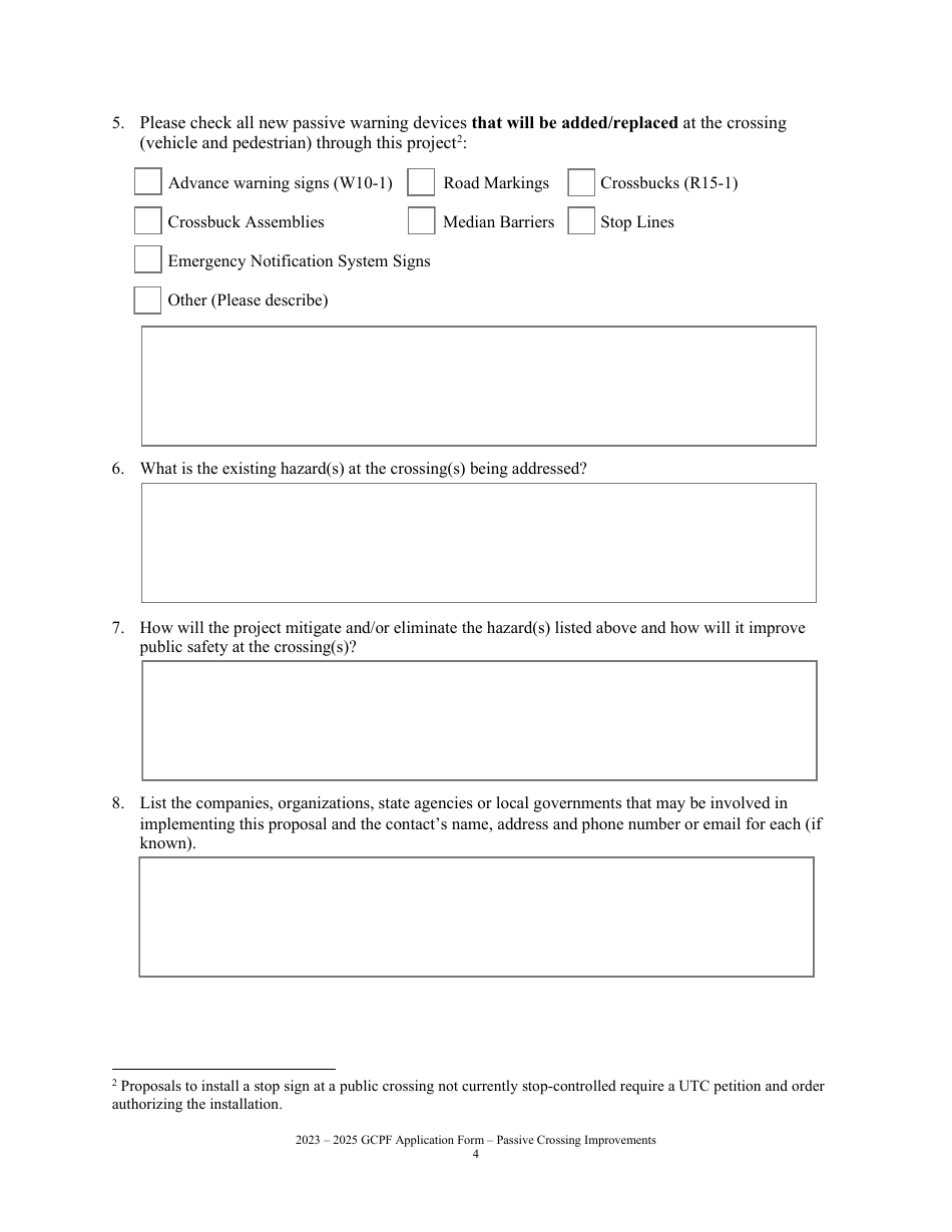 Grant Application - Improvements at Passive Railroad Crossings - Grade Crossing Protective Fund - Washington, Page 4