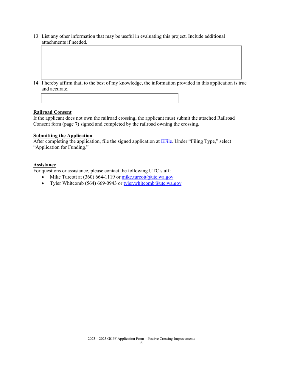 Grant Application - Improvements at Passive Railroad Crossings - Grade Crossing Protective Fund - Washington, Page 6