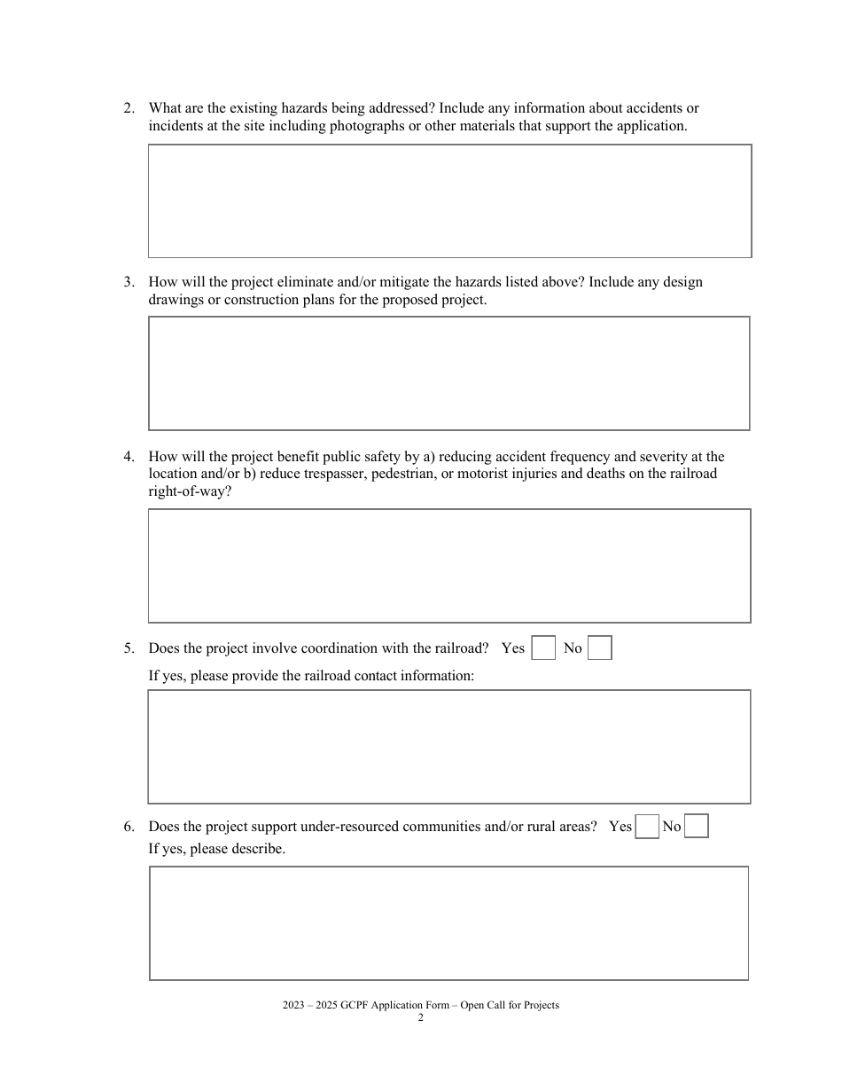 Grant Application - Open Call for Projects - Grade Crossing Protective Fund - Washington, Page 2