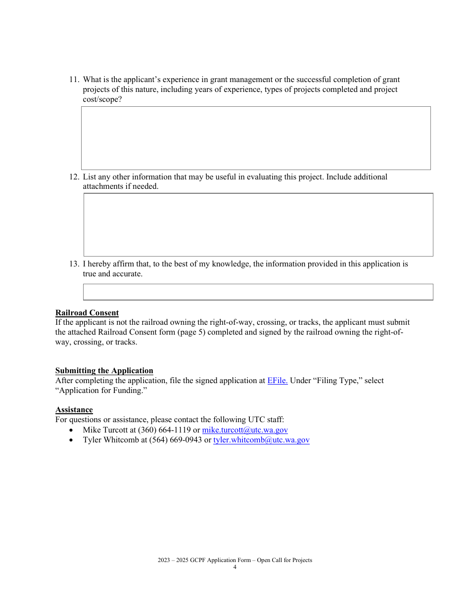 Grant Application - Open Call for Projects - Grade Crossing Protective Fund - Washington, Page 4