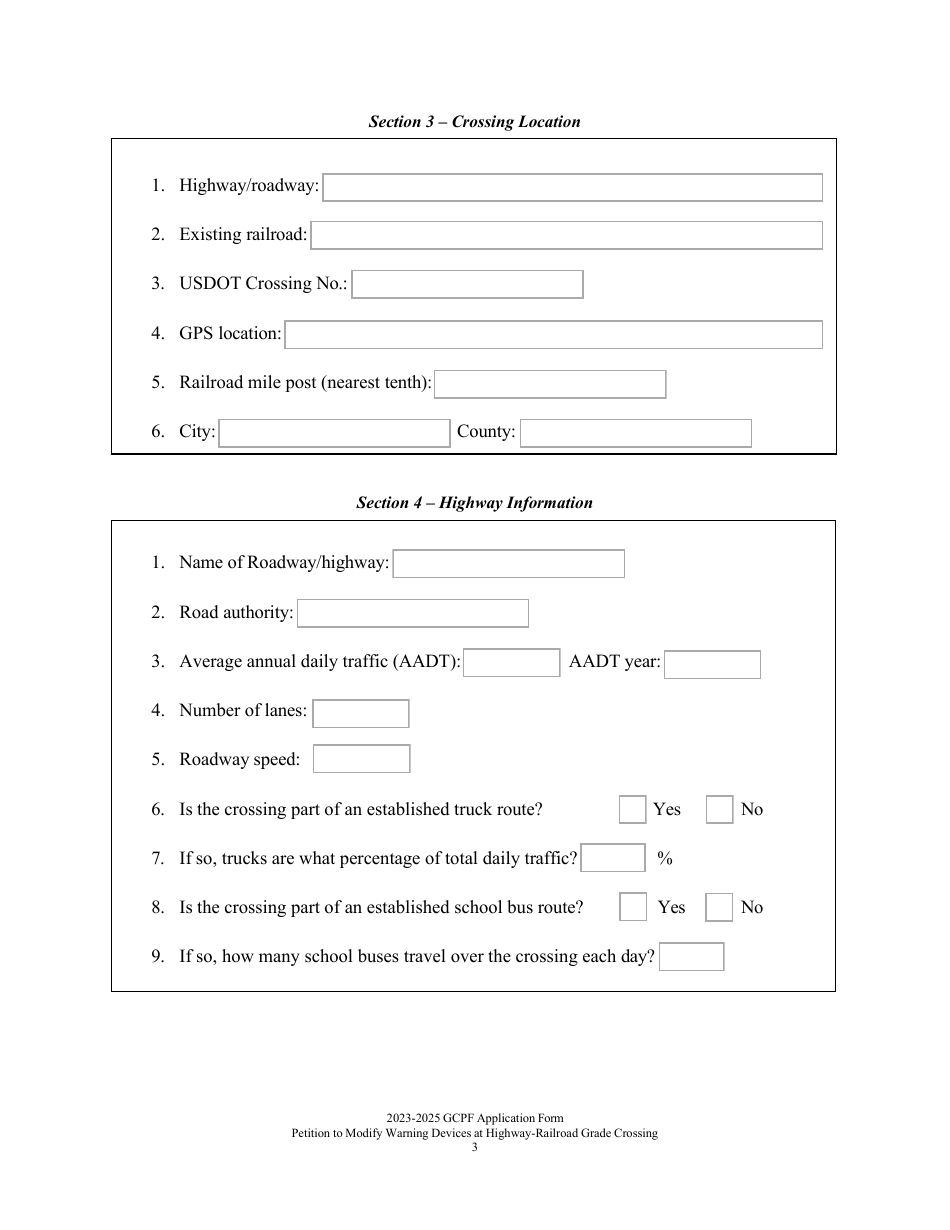 Petition to Modify Warning Devices at a Highway-Railroad Grade Crossing and Requesting Disbursement of Funds From the Grade Crossing Protective Fund - Washington, Page 3