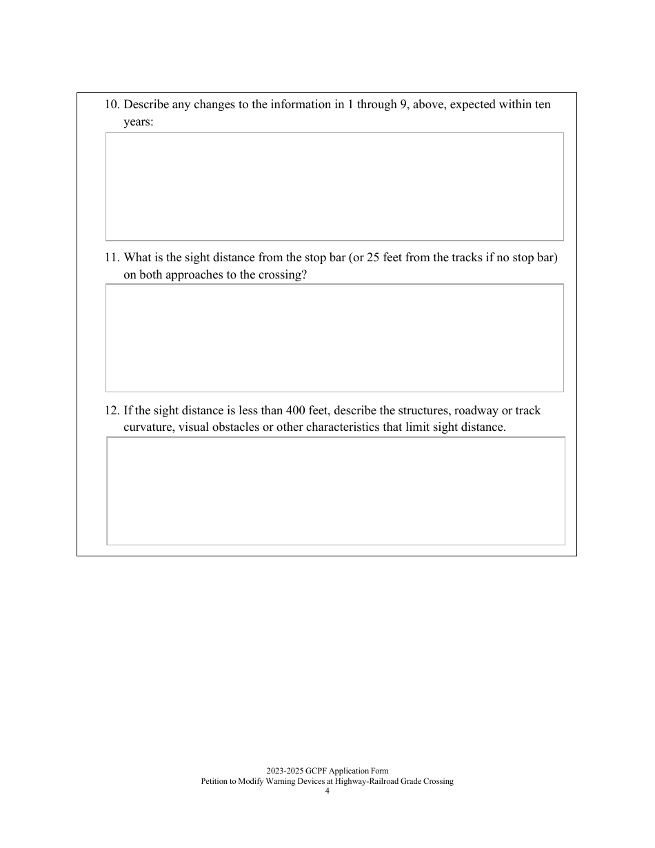 Petition to Modify Warning Devices at a Highway-Railroad Grade Crossing and Requesting Disbursement of Funds From the Grade Crossing Protective Fund - Washington, Page 4