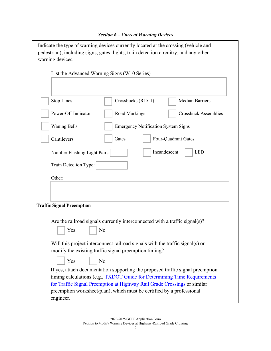 Petition to Modify Warning Devices at a Highway-Railroad Grade Crossing and Requesting Disbursement of Funds From the Grade Crossing Protective Fund - Washington, Page 6