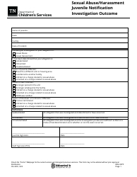 Document preview: Form CS-4233 Sexual Abuse/Harassment Juvenile Notification Investigation Outcome - Tennessee