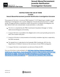 Form CS-4233 Sexual Abuse/Harassment Juvenile Notification Investigation Outcome - Tennessee, Page 2