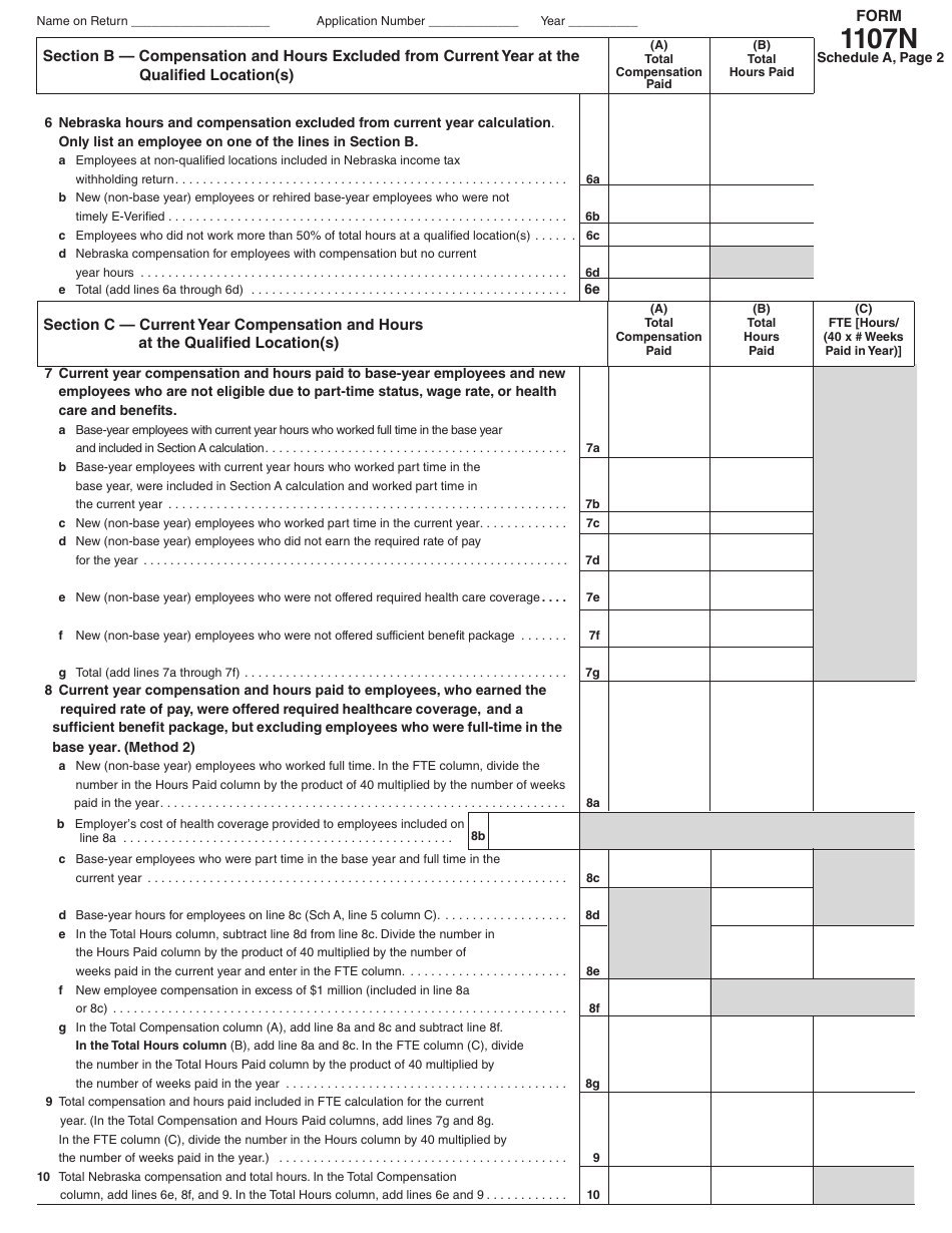 Form 1107N Imagine Nebraska Act Incentive Computation - Nebraska, Page 11