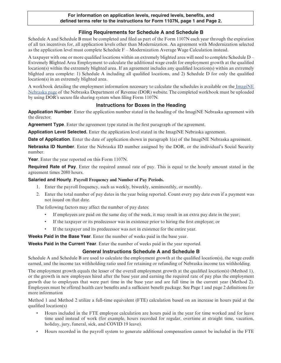 Form 1107N Imagine Nebraska Act Incentive Computation - Nebraska, Page 13