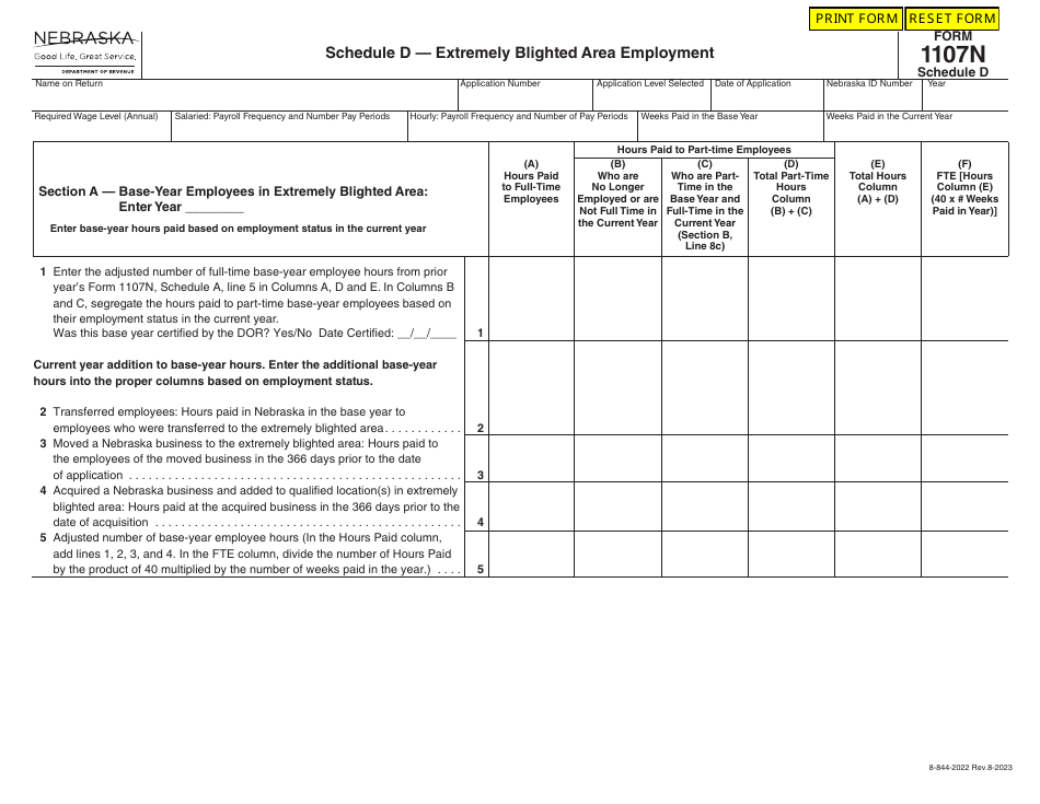 Form 1107N Imagine Nebraska Act Incentive Computation - Nebraska, Page 23