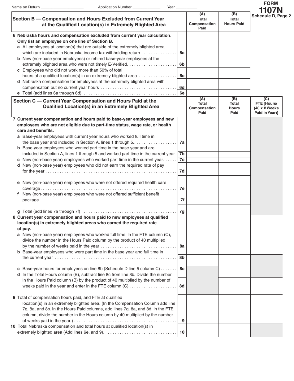 Form 1107N Imagine Nebraska Act Incentive Computation - Nebraska, Page 24