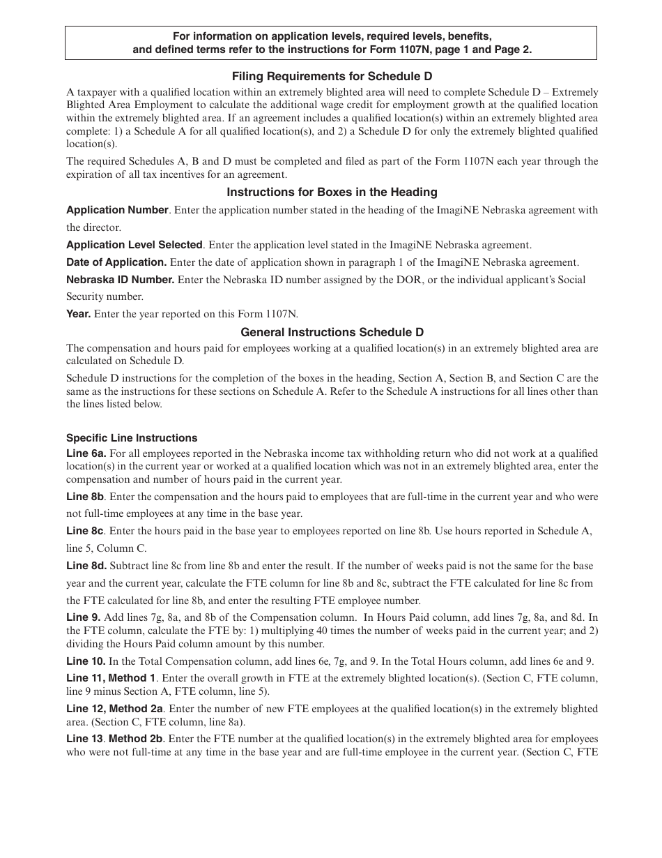 Form 1107N Imagine Nebraska Act Incentive Computation - Nebraska, Page 26