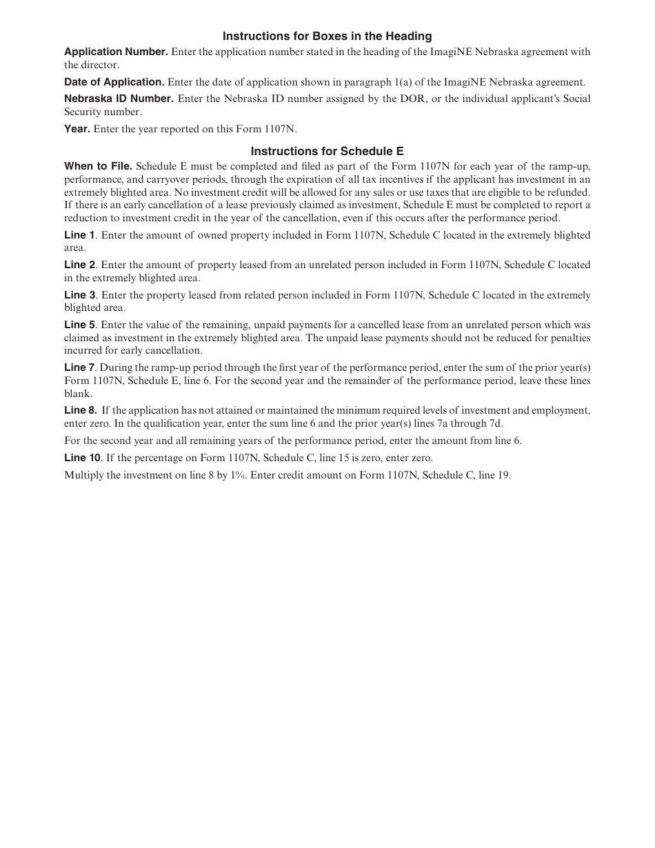 Form 1107N Imagine Nebraska Act Incentive Computation - Nebraska, Page 28