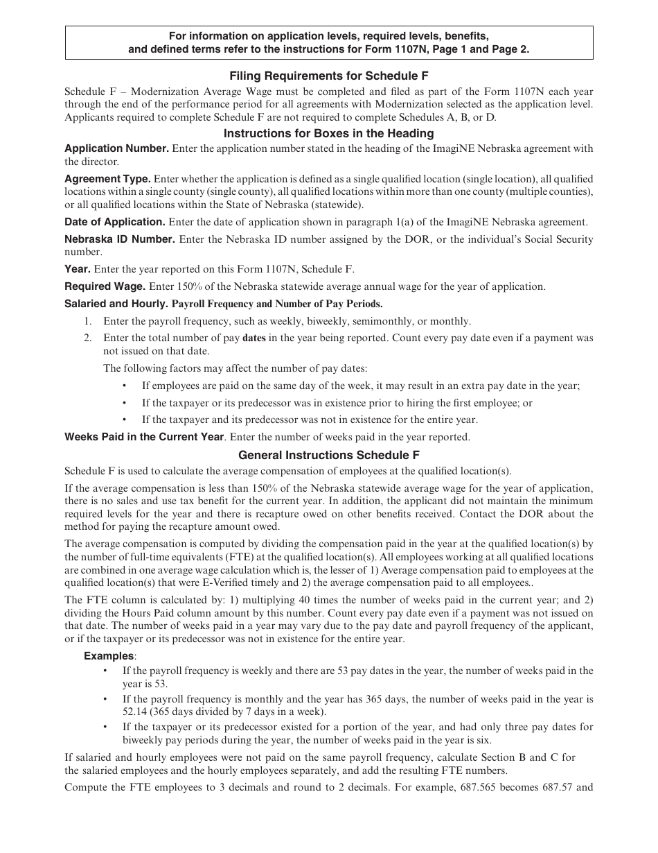 Form 1107N Imagine Nebraska Act Incentive Computation - Nebraska, Page 30