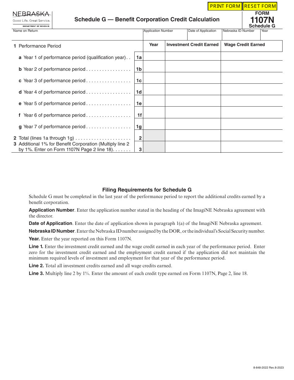 Form 1107N Imagine Nebraska Act Incentive Computation - Nebraska, Page 33