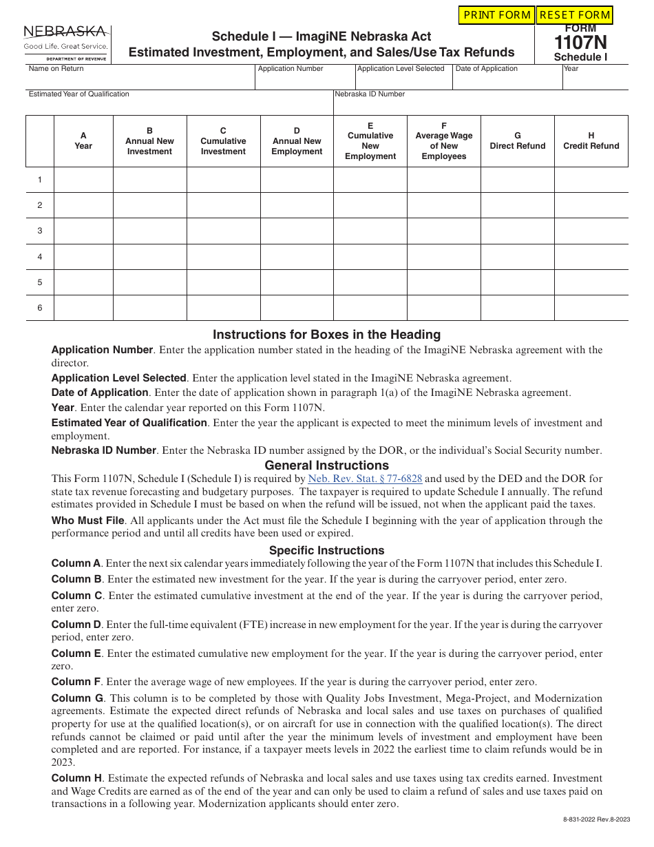 Form 1107N Imagine Nebraska Act Incentive Computation - Nebraska, Page 34