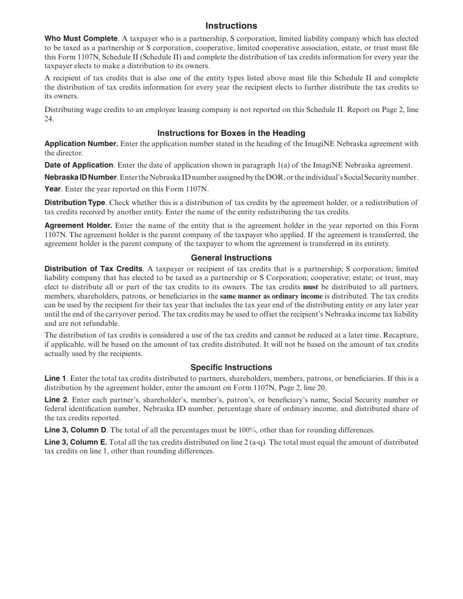 Form 1107N Imagine Nebraska Act Incentive Computation - Nebraska, Page 36