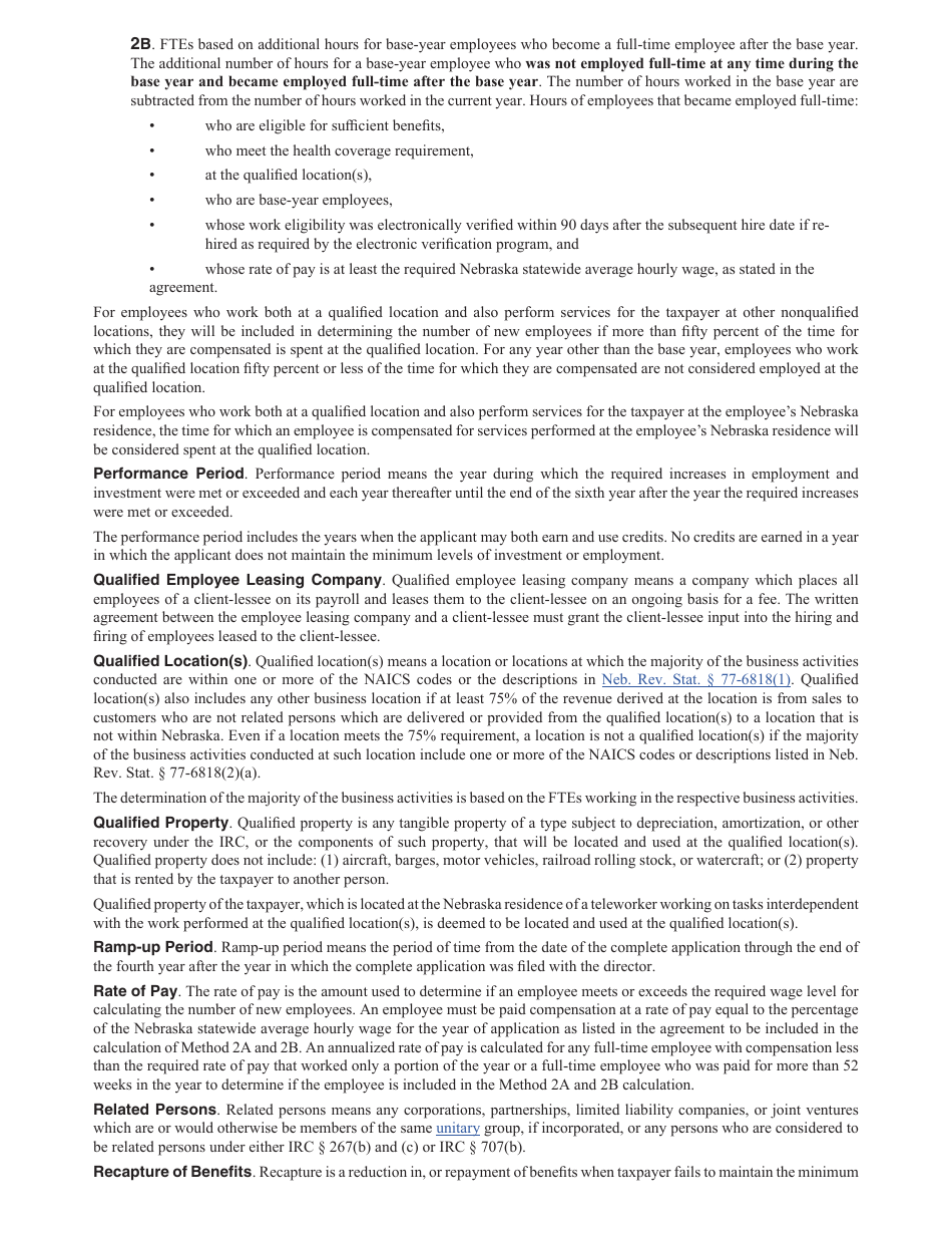 Form 1107N Imagine Nebraska Act Incentive Computation - Nebraska, Page 6