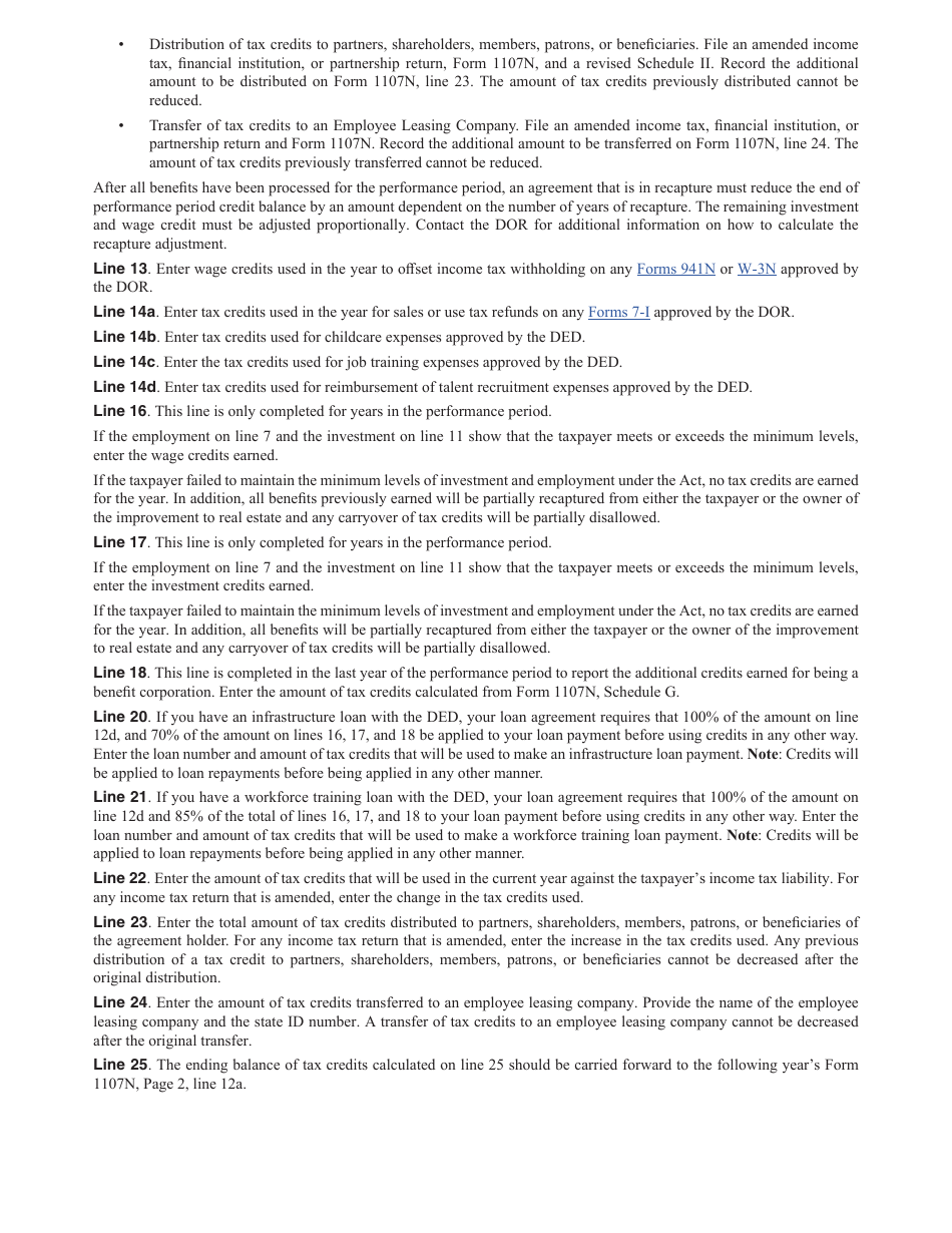 Form 1107N Imagine Nebraska Act Incentive Computation - Nebraska, Page 9