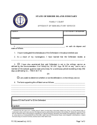 Form FC-52 Affidavit of Non-military Service - Rhode Island