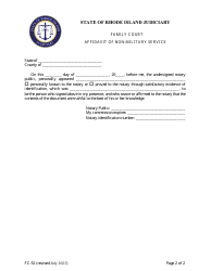 Form FC-52 Affidavit of Non-military Service - Rhode Island, Page 2