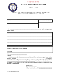 Document preview: Form FC-50 Affidavit in Support of Complaint for Civil Protective Order When Either Party Is a Juvenile - Rhode Island