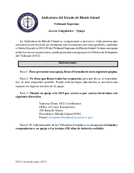 Document preview: Formulario OCI-3 Acceso Linguistico - Queja - Rhode Island (Spanish)