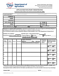 Document preview: Form PLNT-AP-4201-002 Application for Apiary Registration - Ohio
