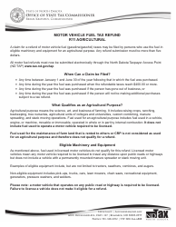 Instructions for Form R11 Motor Vehicle Fuel Tax Claim for Refund - Agricultural - North Dakota