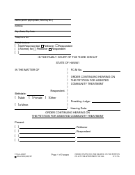Document preview: Form 3C-P-556 Order Continuing Hearing on the Petition for Assisted Community Treatment - Hawaii