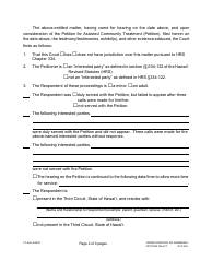 Form 3C-P-555 Order Granting or Dismissing Petition for Assisted Community Treatment - Hawaii, Page 2