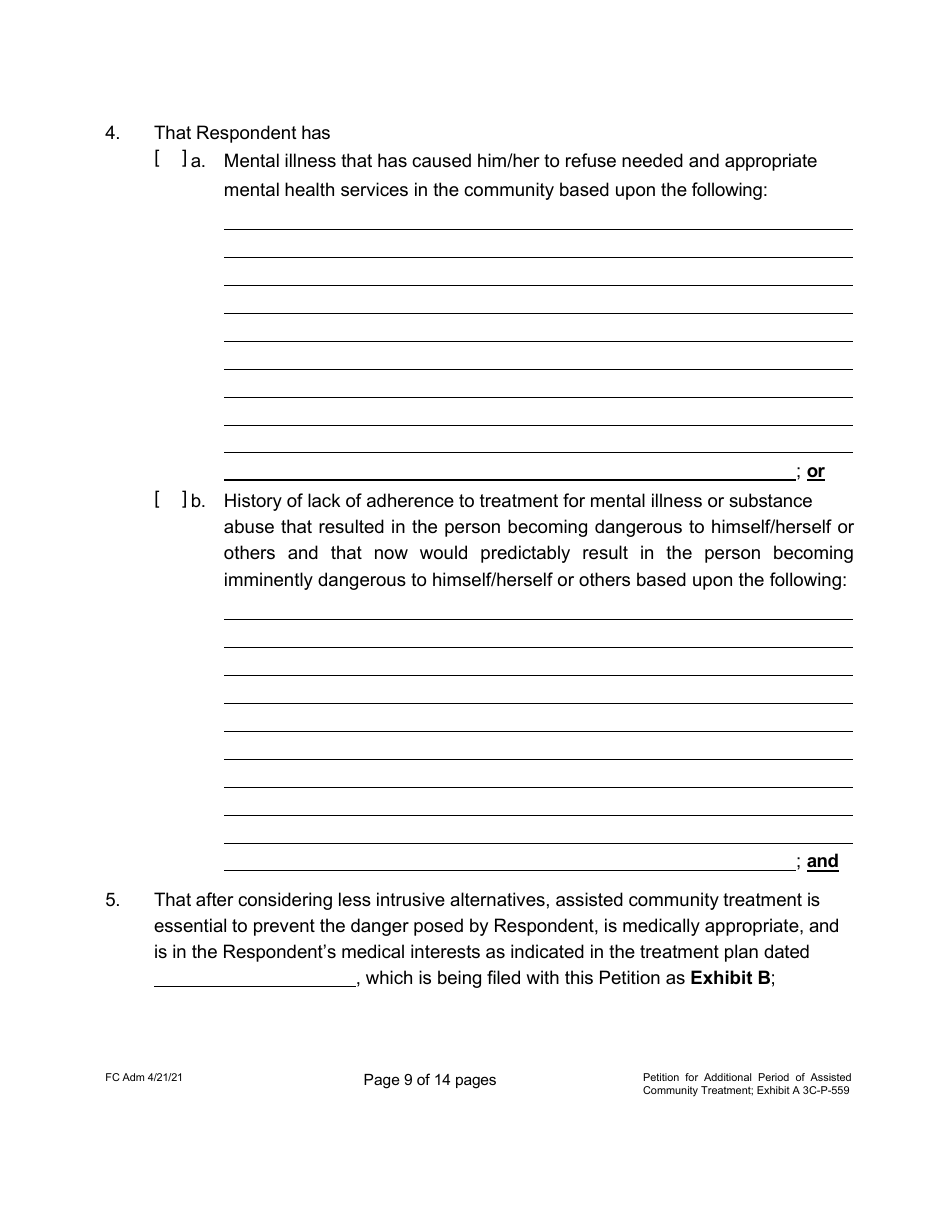 Form 3C-P-559 Petition for Additional Period of Assisted Community Treatment - Hawaii, Page 9