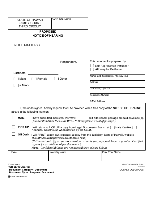 Form 3C-P-554 Proposed Notice of Hearing - Hawaii