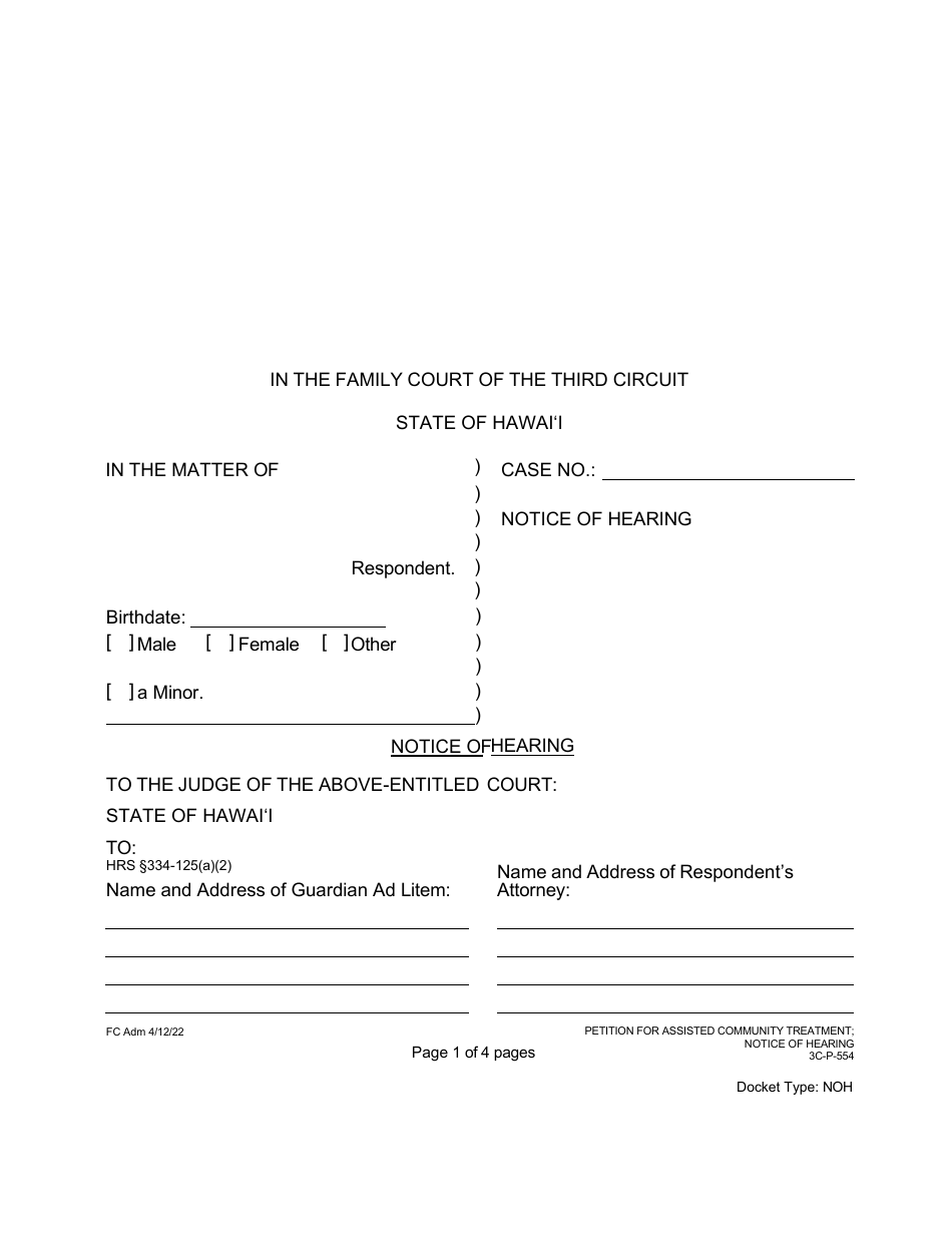 Form 3C-P-554 Proposed Notice of Hearing - Hawaii, Page 2