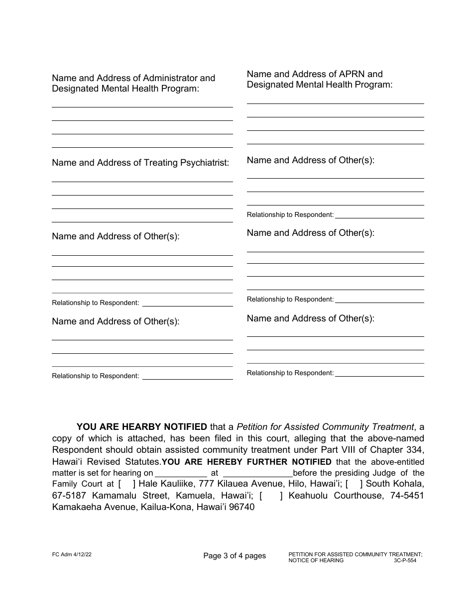 Form 3C-P-554 Proposed Notice of Hearing - Hawaii, Page 4