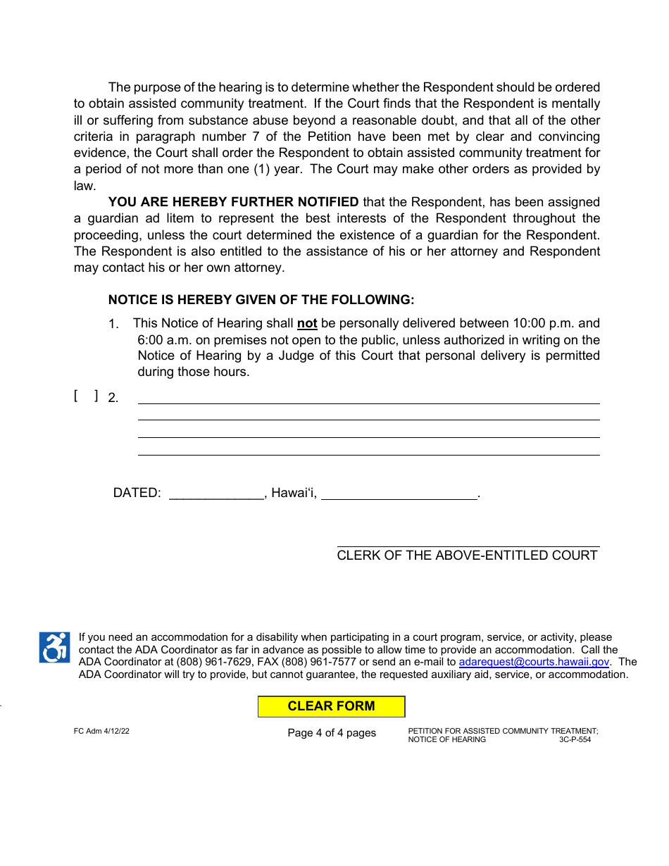 Form 3C-P-554 Proposed Notice of Hearing - Hawaii, Page 5