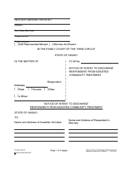 Document preview: Form 3C-P-557 Notice of Intent to Discharge Respondent From Assisted Community Treatment - Hawaii