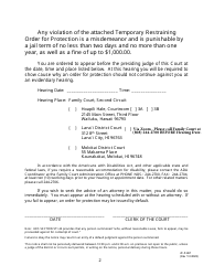 Form 2F-P-467 Notice of Temporary Restraining Order and Notice of Hearing - Hawaii, Page 2