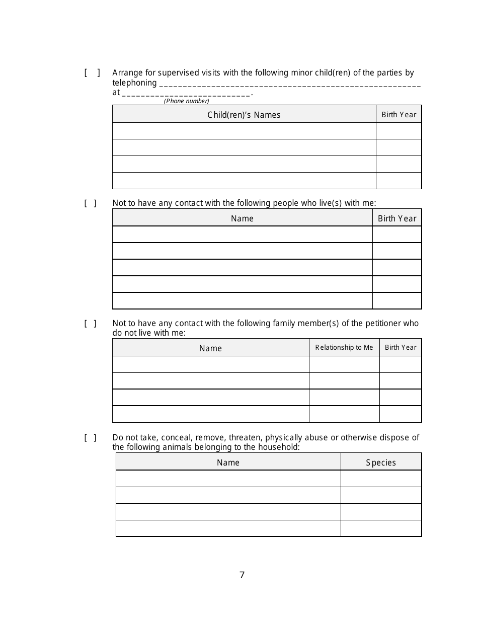Form 2F-P-466 Ex Parte Petition for an Hrs 586 Temporary Restraining Order - Hawaii, Page 7
