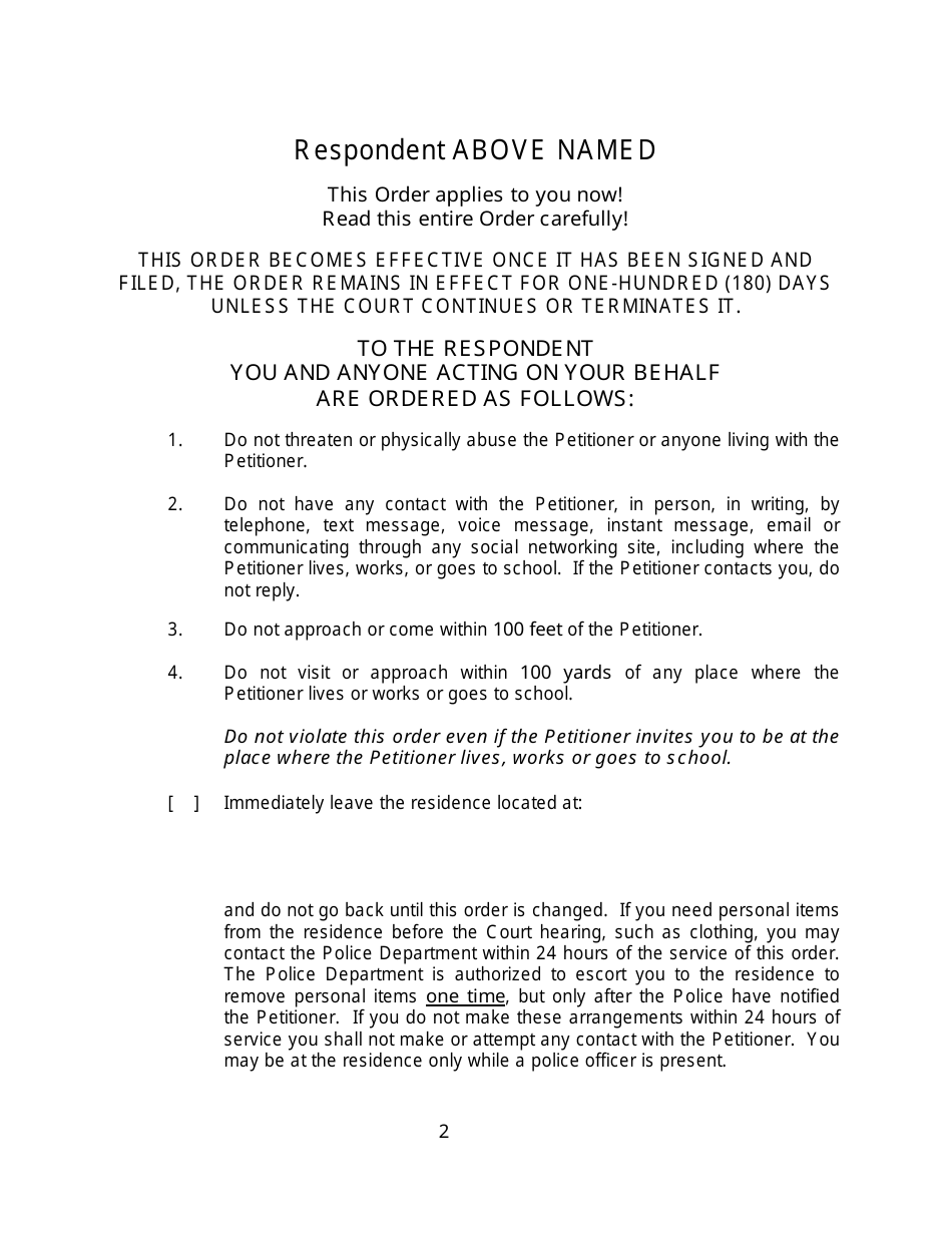 Form 2F-P-468 Temporary Restraining Order - Hawaii, Page 2