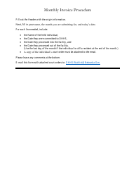 Instructions for Facility Monthly Invoice - Public Psychiatric Hospitals - Nebraska