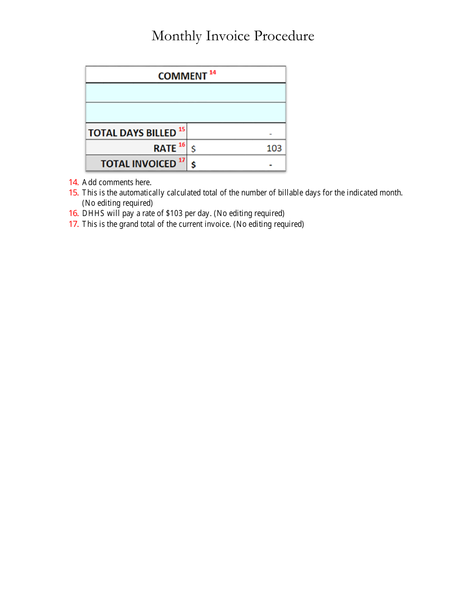 Instructions for Facility Monthly Invoice - Public Psychiatric Hospitals - Nebraska, Page 4
