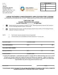 Document preview: Form FS-5107 Large Packers & Processor's Application for License - Oklahoma