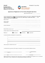 Document preview: Form FSD-MIS217 Application of Registration for Farm Poultry Slaughter Operations - Oklahoma