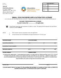 Document preview: Form FS-5106 Small Egg Packers Application for License - Oklahoma
