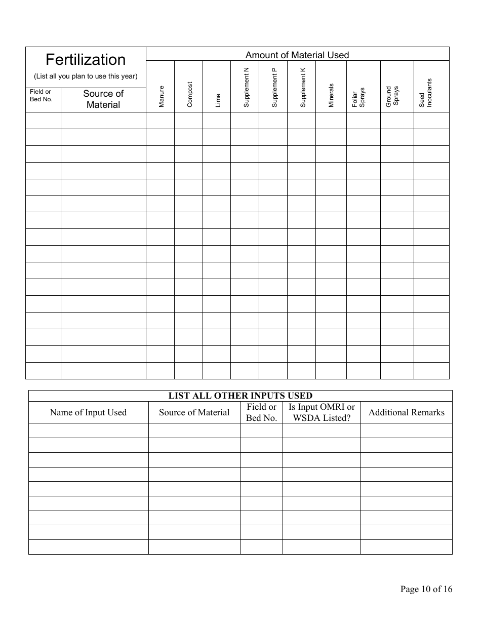 Form FS-5111 Producer Application - Organic Certification Program - Oklahoma, Page 10