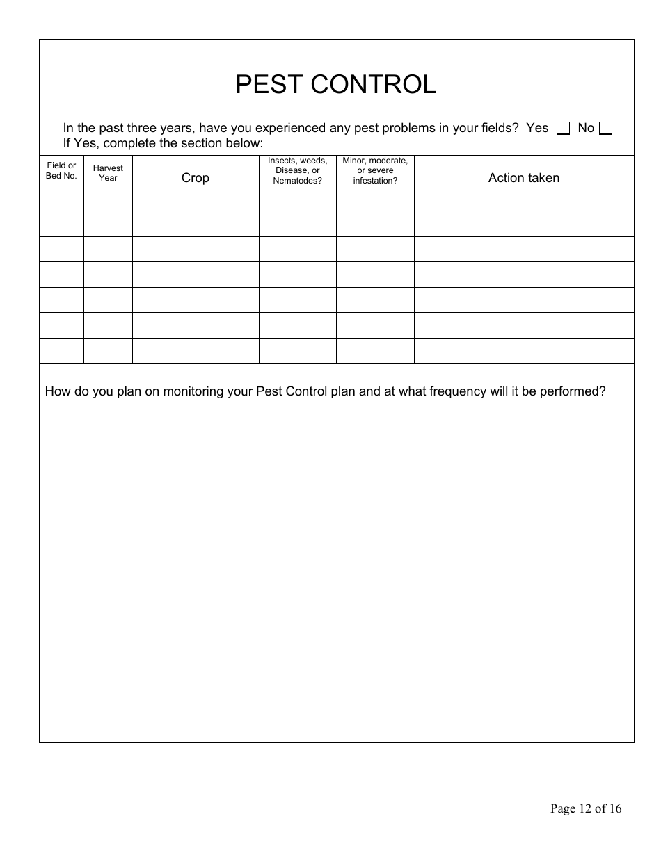 Form FS-5111 Producer Application - Organic Certification Program - Oklahoma, Page 12