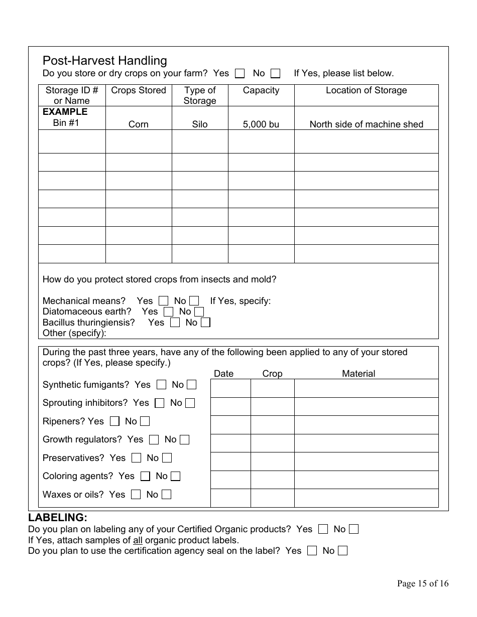 Form FS-5111 Producer Application - Organic Certification Program - Oklahoma, Page 15