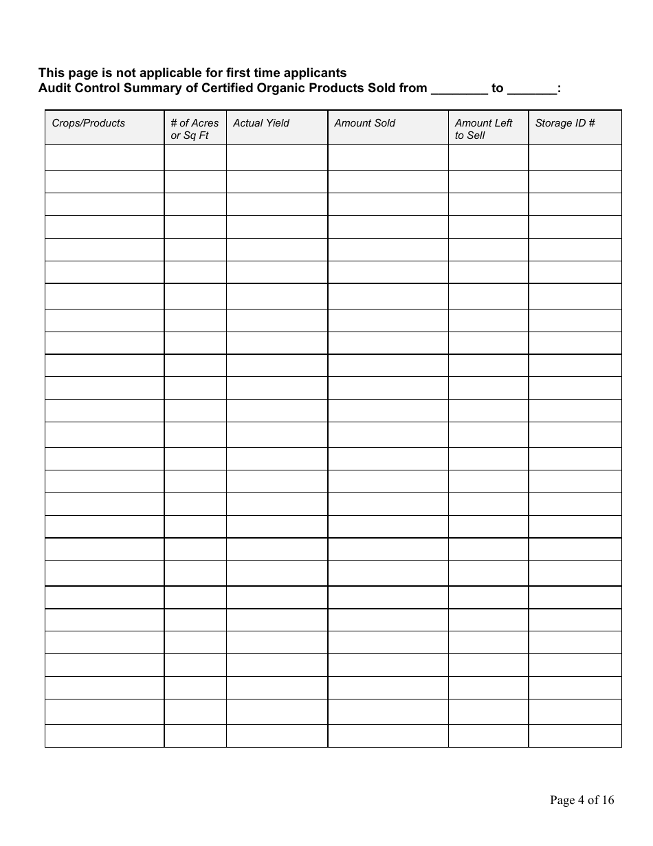 Form FS-5111 Producer Application - Organic Certification Program - Oklahoma, Page 4