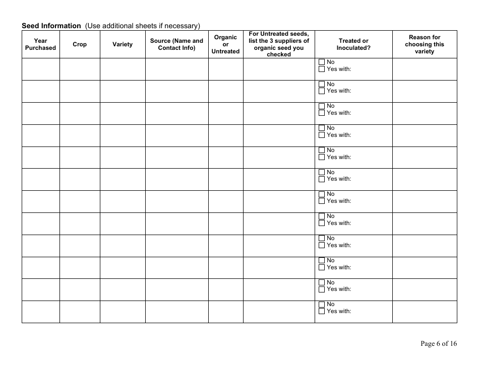 Form FS-5111 Producer Application - Organic Certification Program - Oklahoma, Page 6