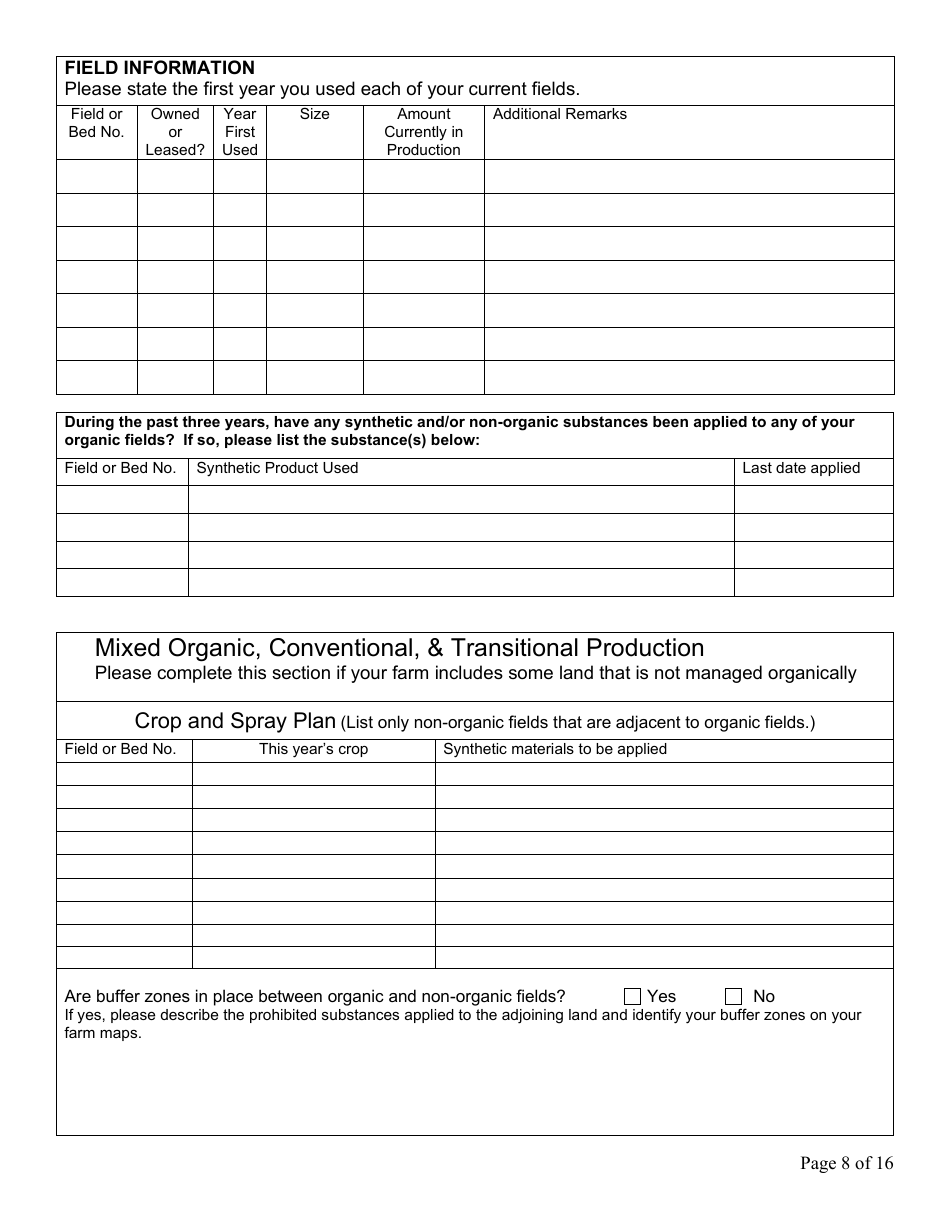 Form FS-5111 Producer Application - Organic Certification Program - Oklahoma, Page 8